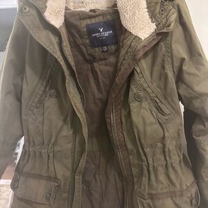 American Eagle Olive Green Parka Jacket y2k